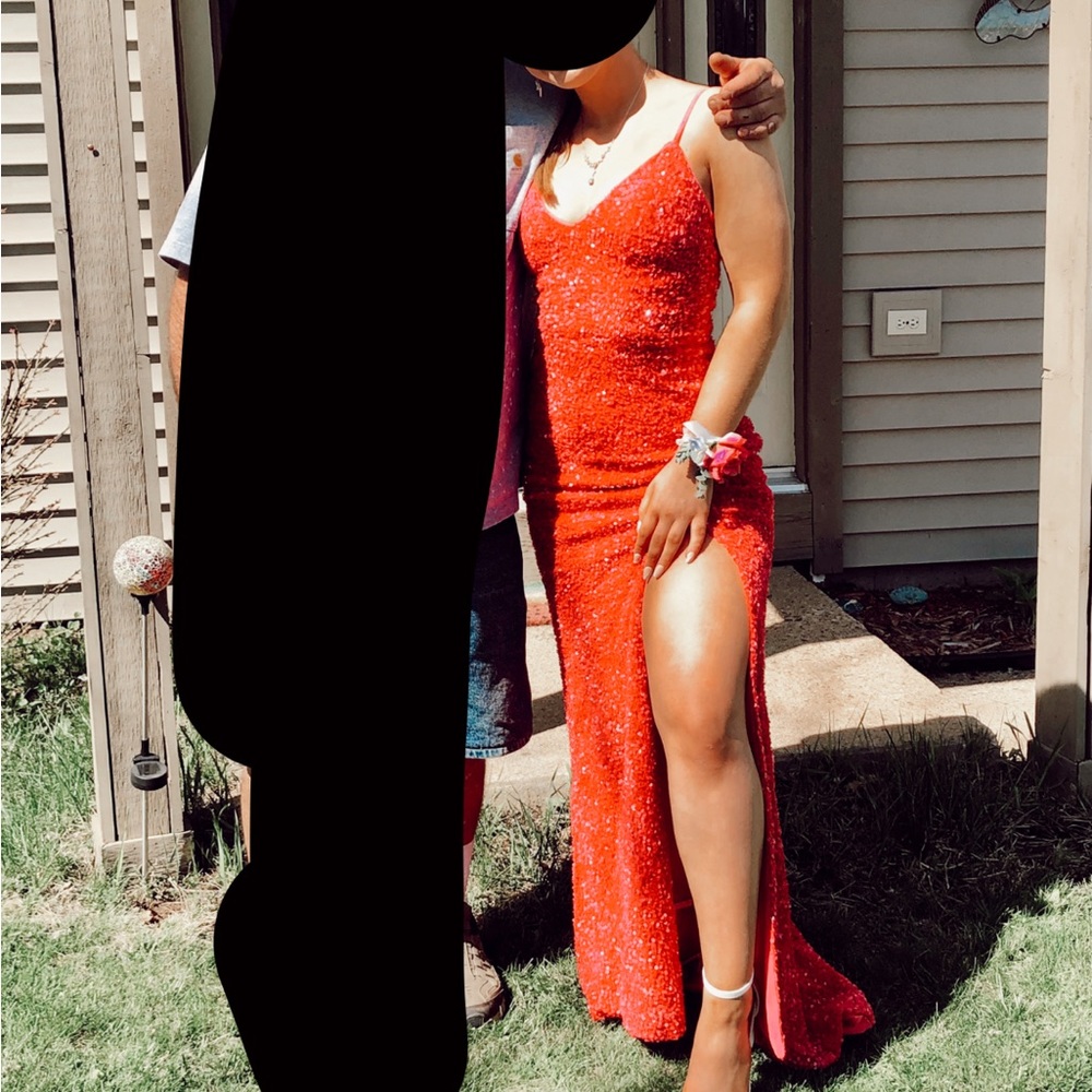 Pink sequin prom dress. Size small